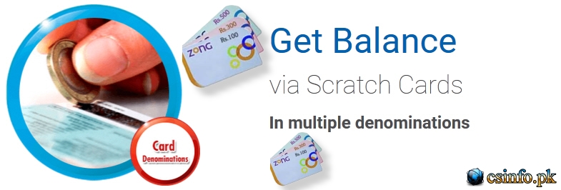 Zong Scratch Card Recharge - Get Balance via Scratch Cards