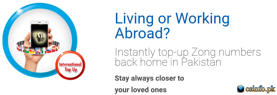 Zong International Top Up - Living or Working Abroad