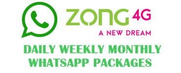 Zong Whatsapp Packages - Daily Weekly Monthly