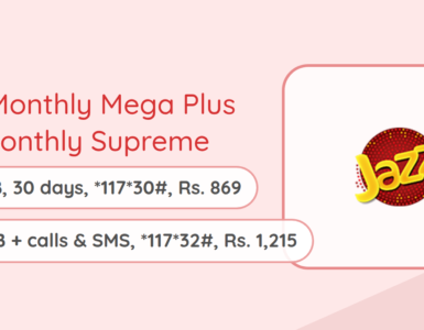 Jazz Monthly Mega Plus and Monthly Supreme packages