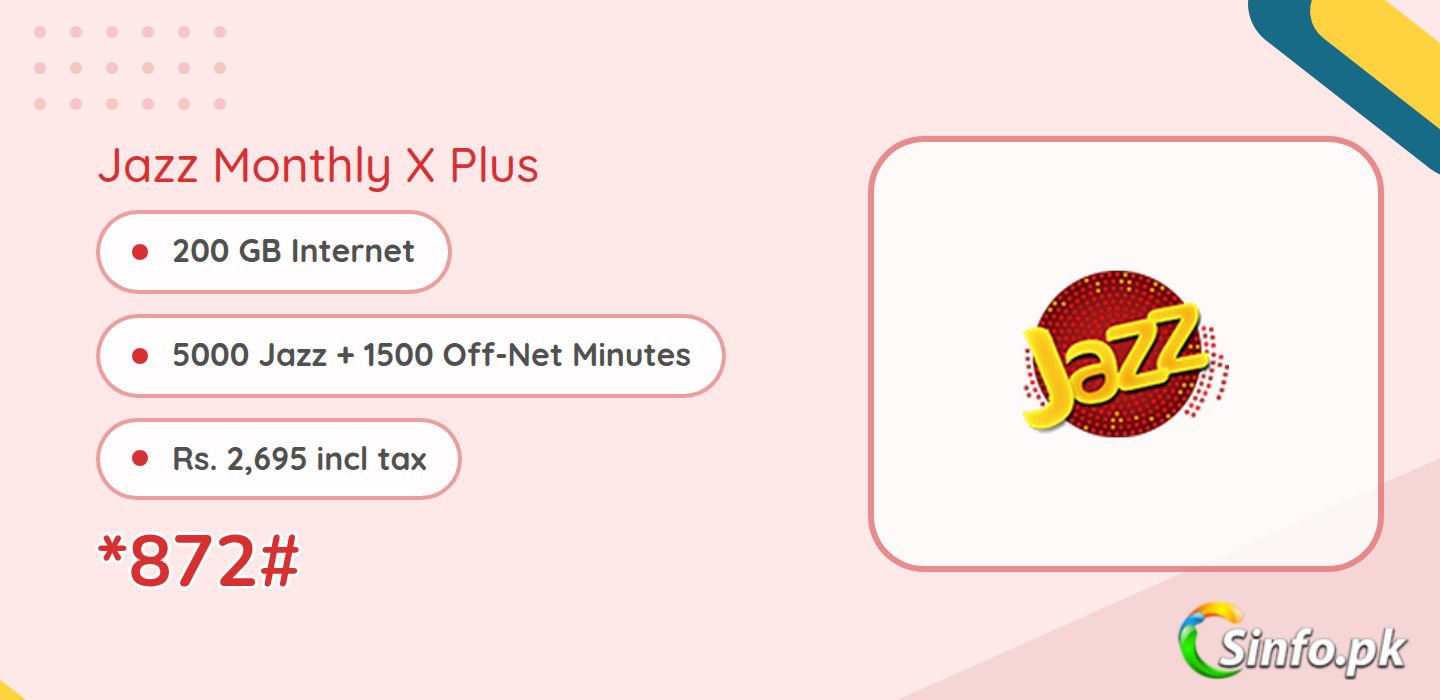 Jazz monthly x plus bundle details 200 GB 5000 minutes