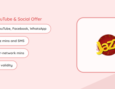Jazz Monthly YouTube and Social Offer: 10 GB social data, 300 Jazz minutes, *620# code