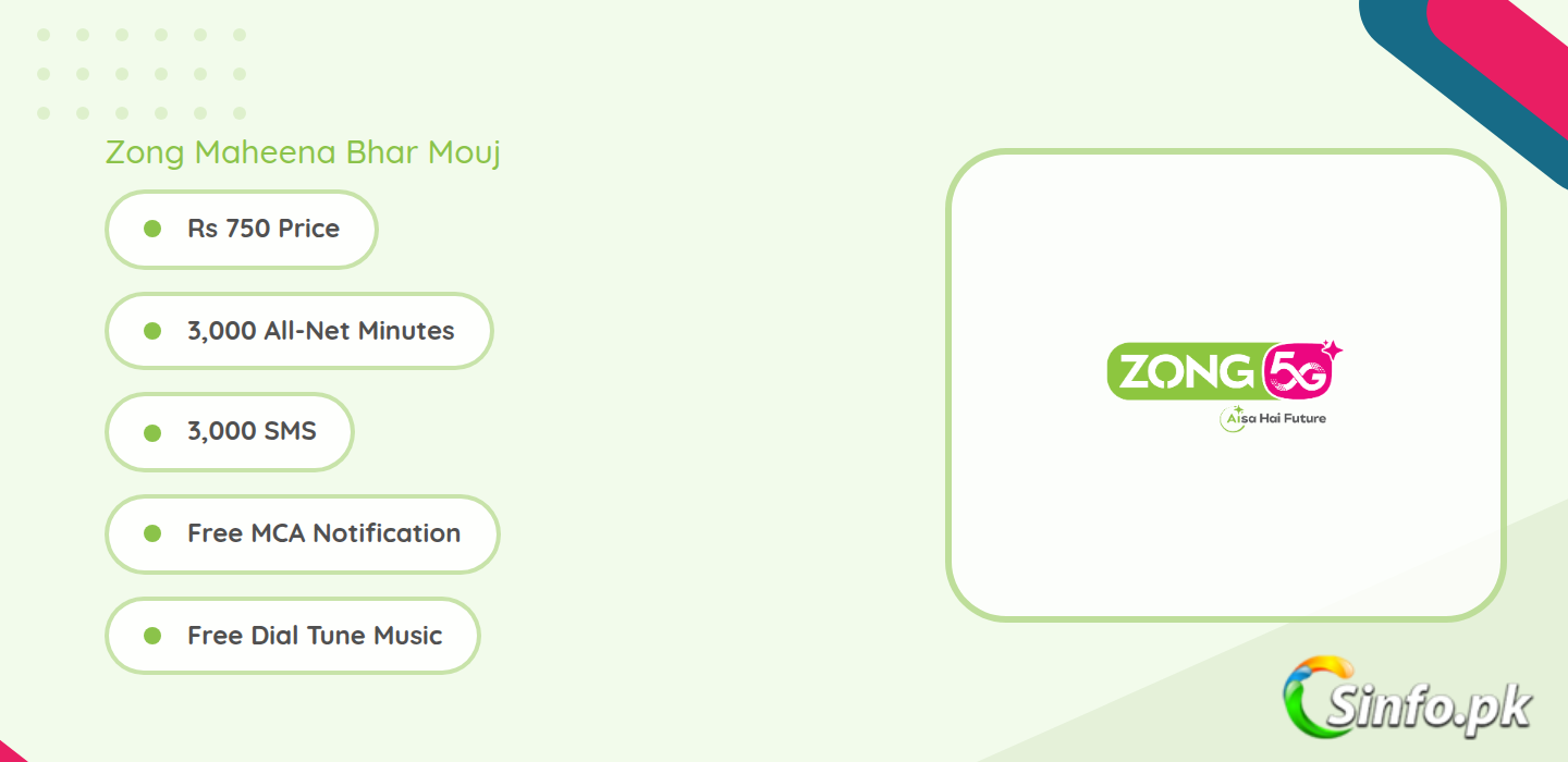 Zong Maheena Bhar Mouj monthly bundle details